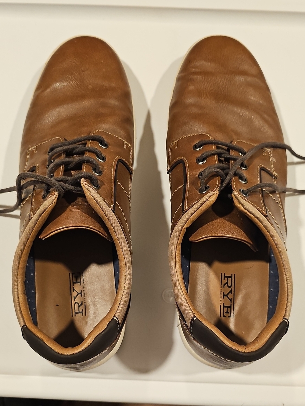 Rye Men's Tan Brown Leather Lace-Up Oxfords